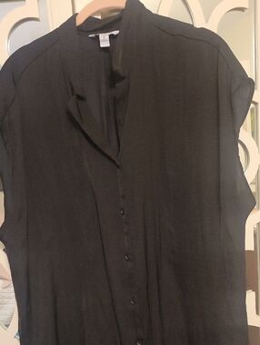 Nine West Black Short-Sleeve Button-Front Blouse